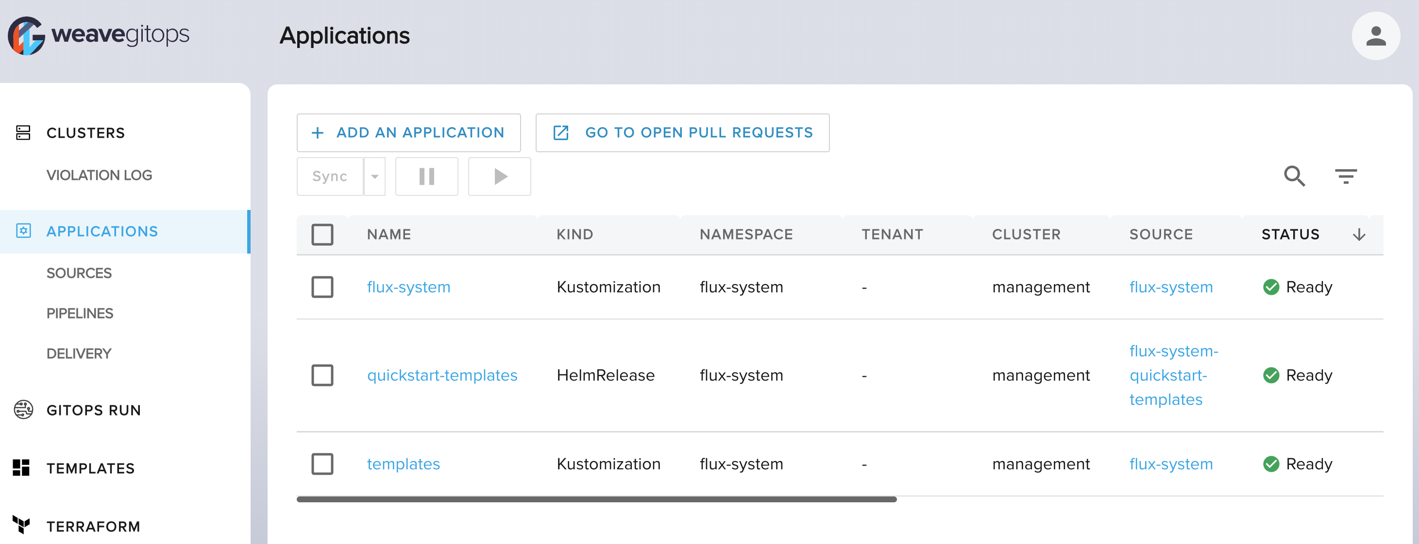 quickstart templates deployed